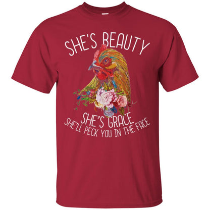 Chicken T-shirt She's Beauty She's Grace Cardinal