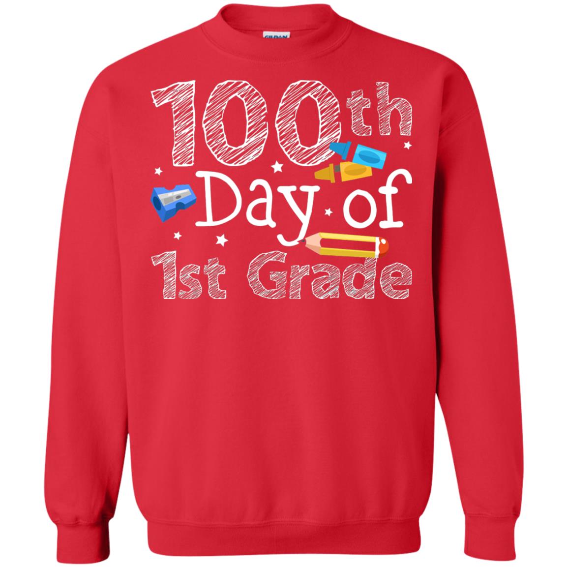Kindergarten T-shirt 100th Day Of 1st Grade Red