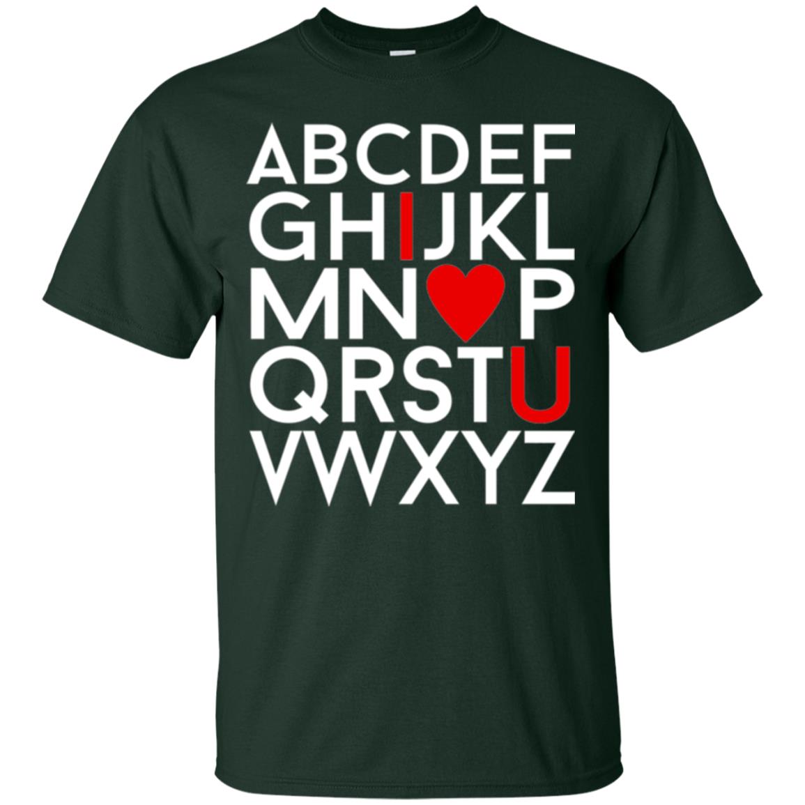 Happy Valentine_s Day Shirt, Alphabel I Love You Forest Green