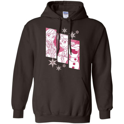 Frozen Anna Elsa Olaf Snowflake Panel Graphic T-shirt Dark Chocolate