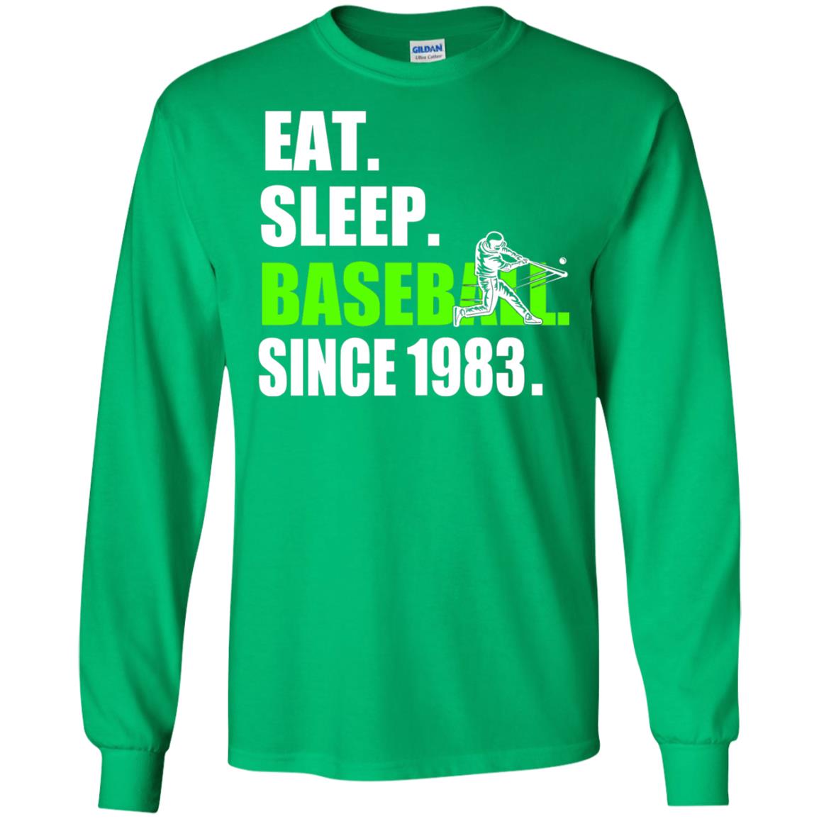 Eat Sleep Baseball Since 1983 35th Birthday Shirt Irish Green