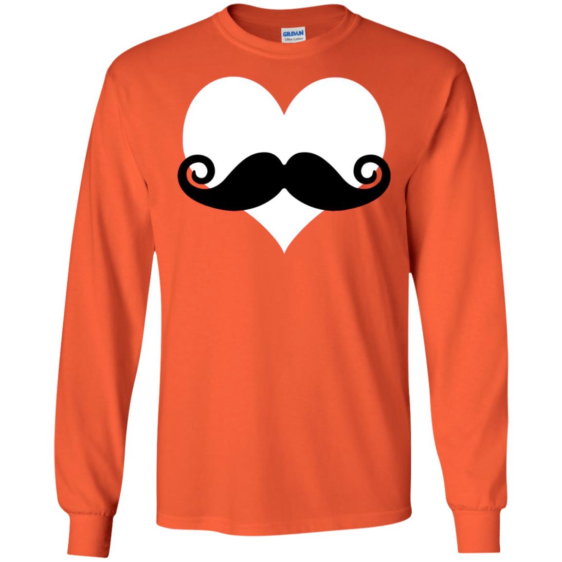 Mustache Heart Valentines Day T-shirt Orange