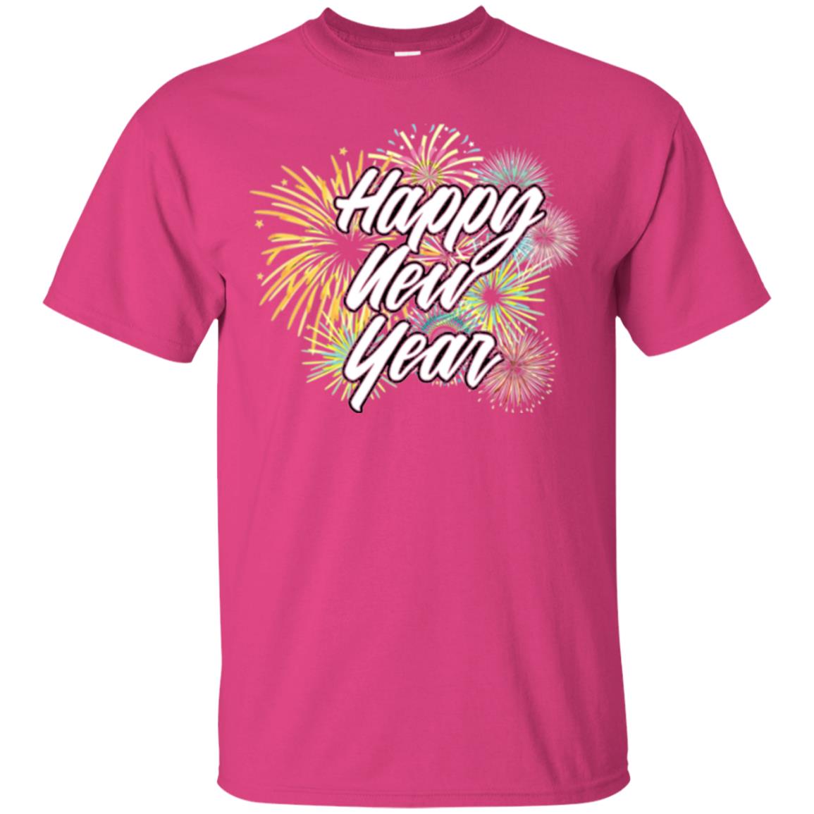 Happy New Year T-shirt Fireworks Heliconia