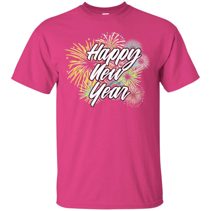 Happy New Year T-shirt Fireworks Heliconia
