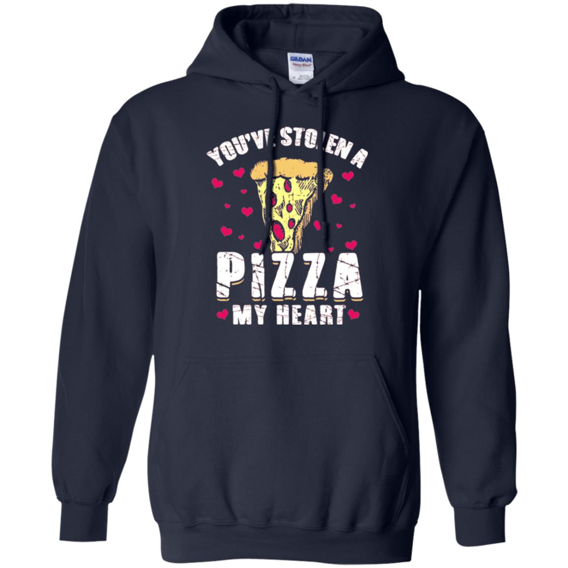 Funny Valentines Day Shirt Food Gift You_ve Stolen Pizza My Heart Navy