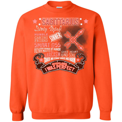 Dirty Mind Humble Caring Friend Filthy Sinner Mouth Good Heart Kind I Never Clamed I Was Perfect Sagittarius Birthday Orange