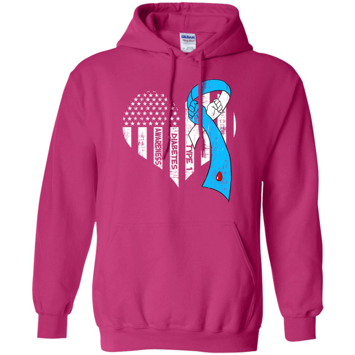 Diabetes Awareness Type 1 Ribbon Flag Shirt Heliconia
