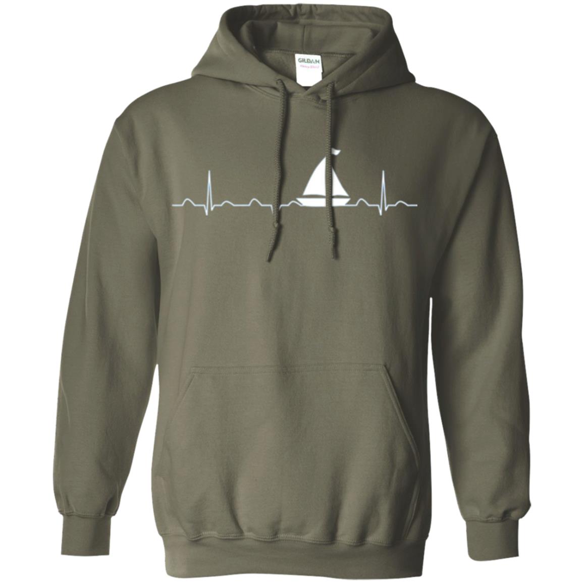 Boating Sailor T-shirt Heartbeat Military Green