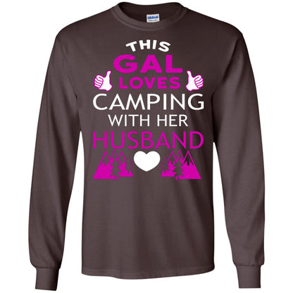 This Gal Loves Camping With Her Husband Wife Shirt Dark Chocolate
