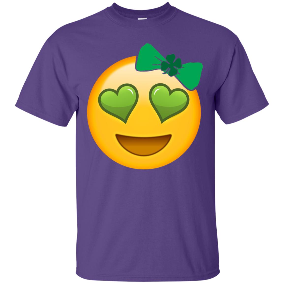 Emoji Green Heart Eyes Bow Saint Patricks Day Shirt For Girls Purple