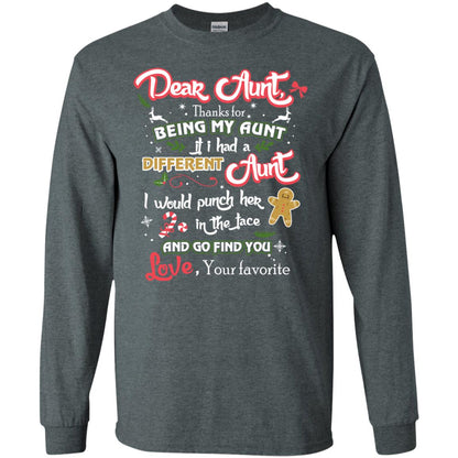 Dear Aunt Thank For Being My Aunt Christmas Holiday T-shirt Dark Heather
