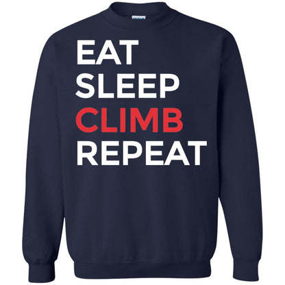Eat Sleep Climb Repeat Mountain Climber Rock Climbing Shirt Navy