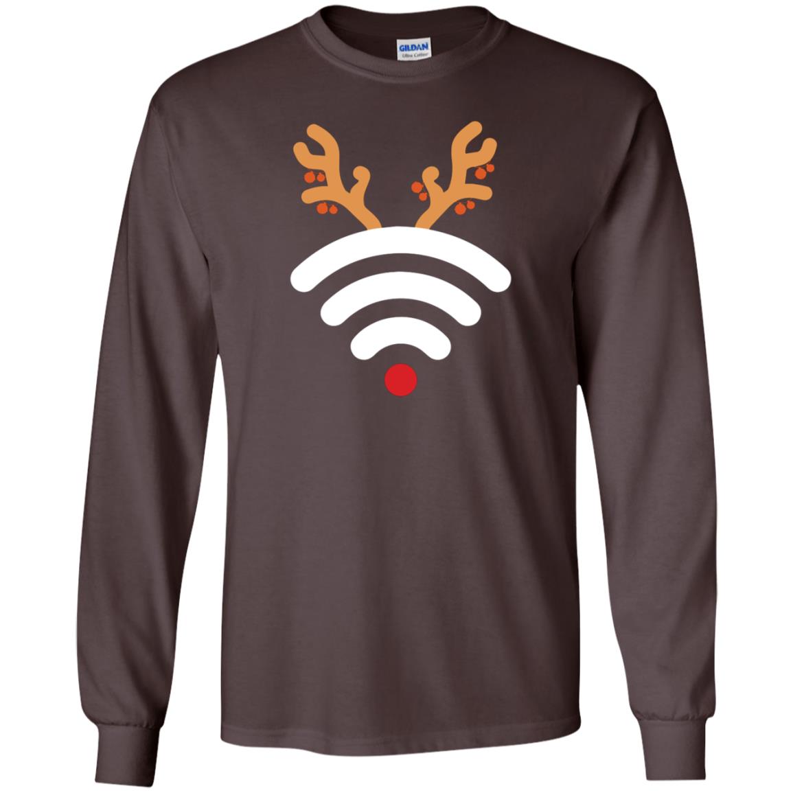 Wifi Signal Symbol Icon Reindeer X-mas Gift Shirt Dark Chocolate