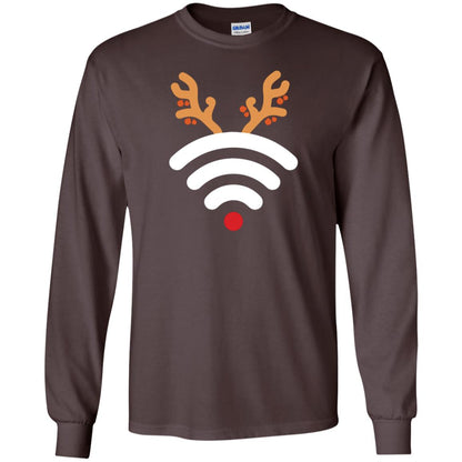 Wifi Signal Symbol Icon Reindeer X-mas Gift Shirt Dark Chocolate