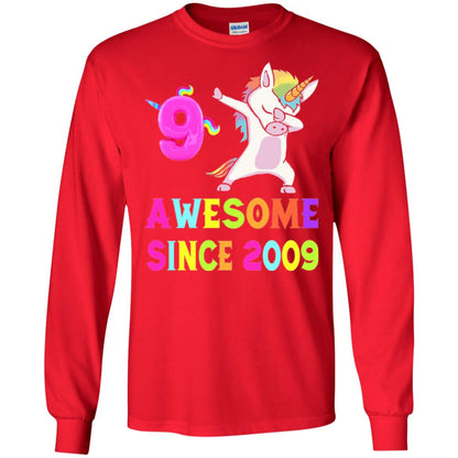 9th Birthday T-shirt Unicorn Dabbing Awesome Since 2009 Red