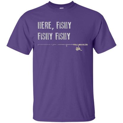 Fishing Lover T-shirt Here Fishy Fishy Purple