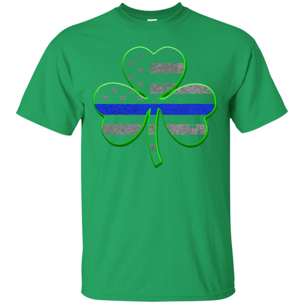 Thin Blue Line St Patrick_s Day Clover T-shirt Irish Green