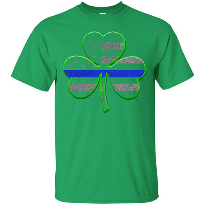Thin Blue Line St Patrick_s Day Clover T-shirt Irish Green