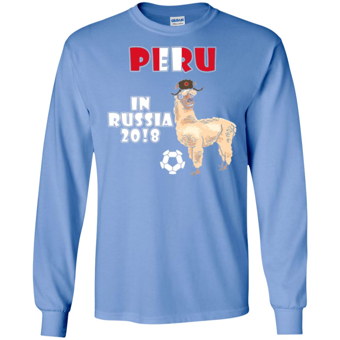 Soccer T-shirt Peru National Team Llama In Russia 2018 Cup Carolina Blue