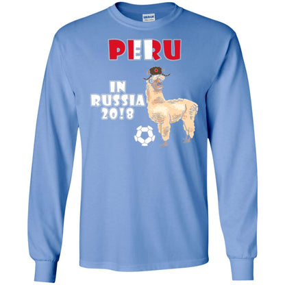 Soccer T-shirt Peru National Team Llama In Russia 2018 Cup Carolina Blue