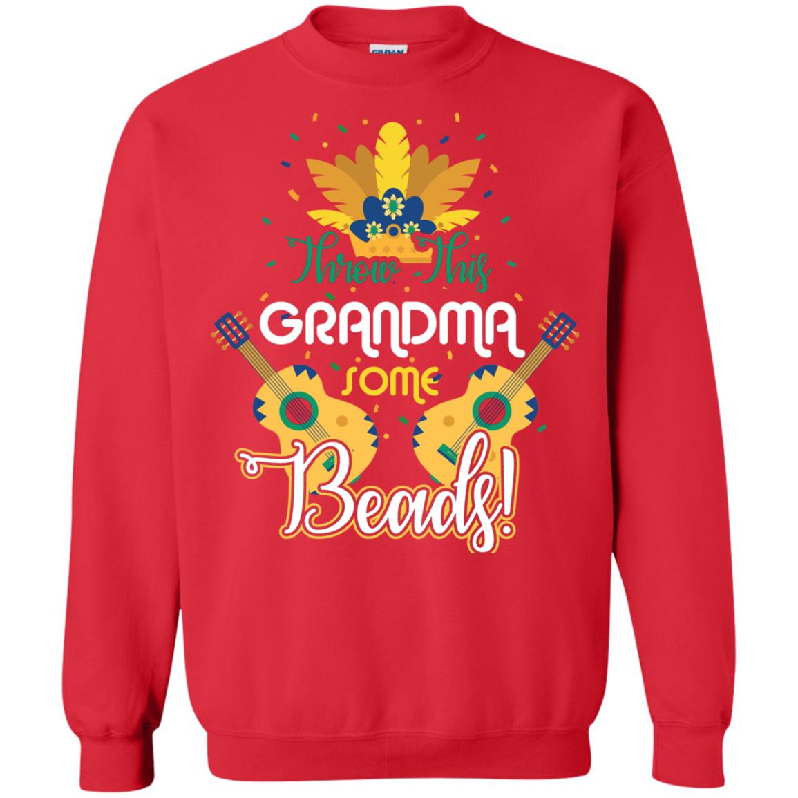 Mardi Gras T-shirt Throw This Grandma Some Beads Red