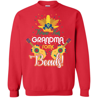 Mardi Gras T-shirt Throw This Grandma Some Beads Red