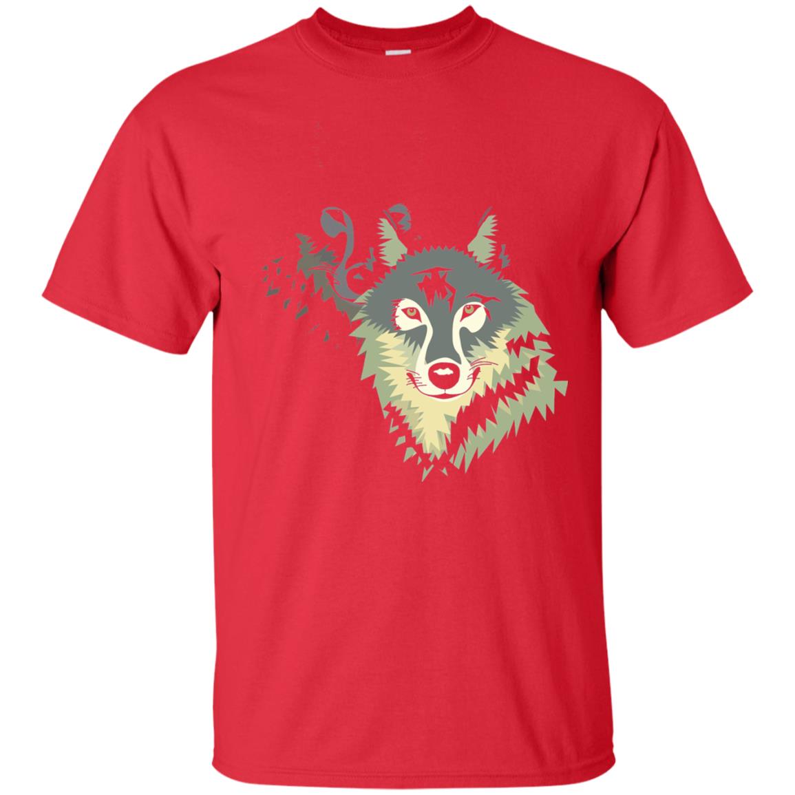 Wolf Pack Dog Painted Animal Lovers T-shirt Red