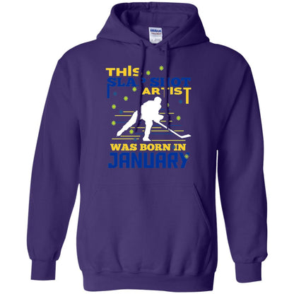 Hockey Lover T-shirt This Slap Shot Was Born In January Purple