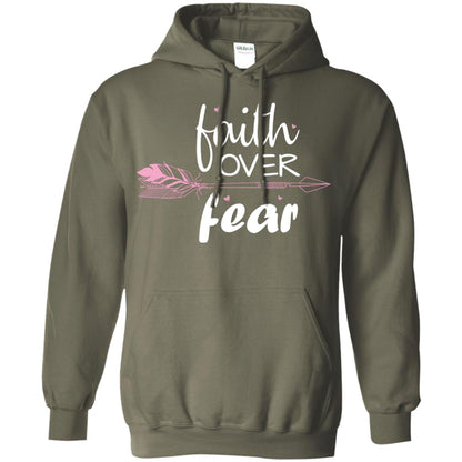 Faith Over Fear Arrow Christian Shirt Military Green