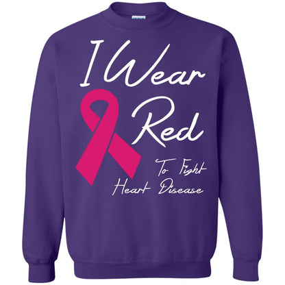 I Wear Red To Fight Heart Disease T-shirt Purple