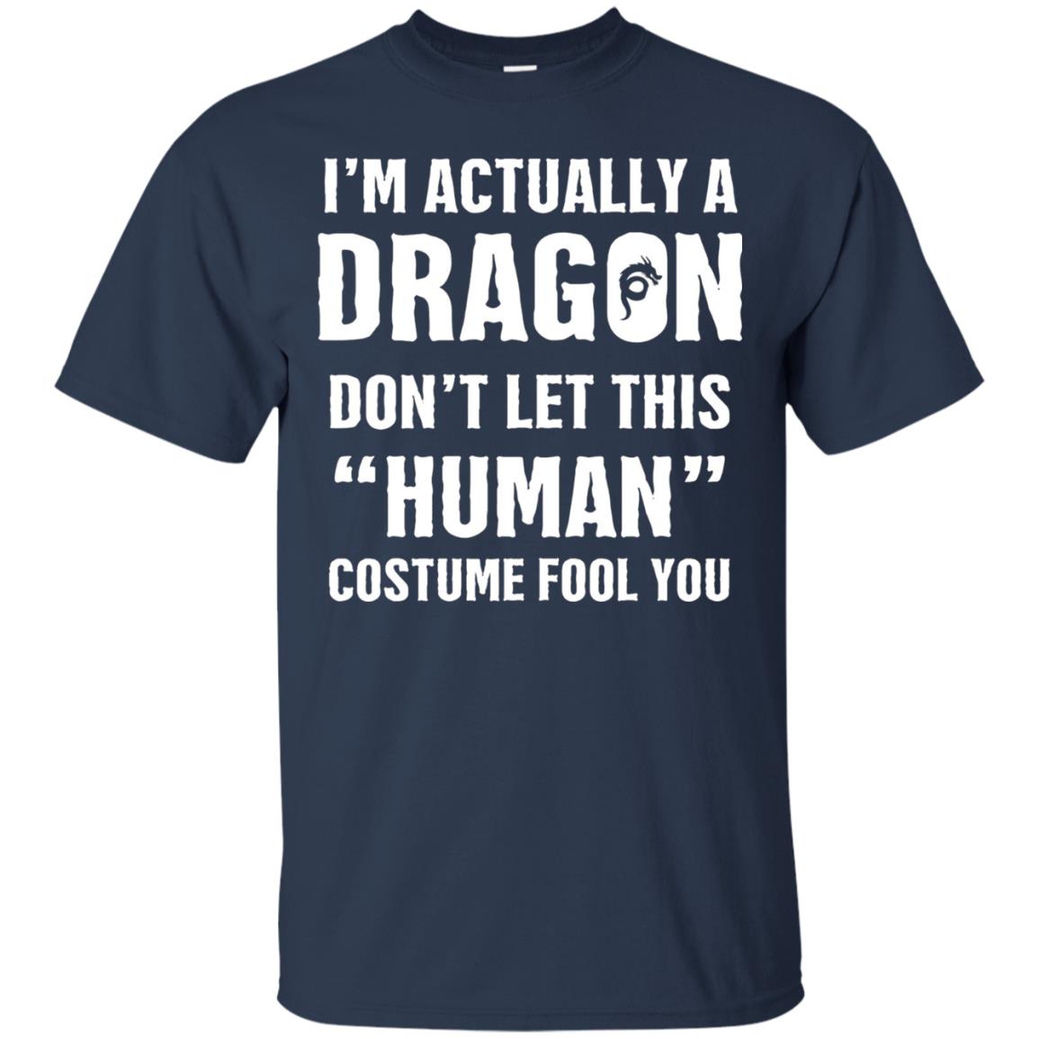 I_m Actually A Dragon Funny Halloween T-shirt Navy