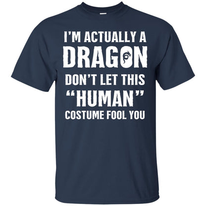 I_m Actually A Dragon Funny Halloween T-shirt Navy