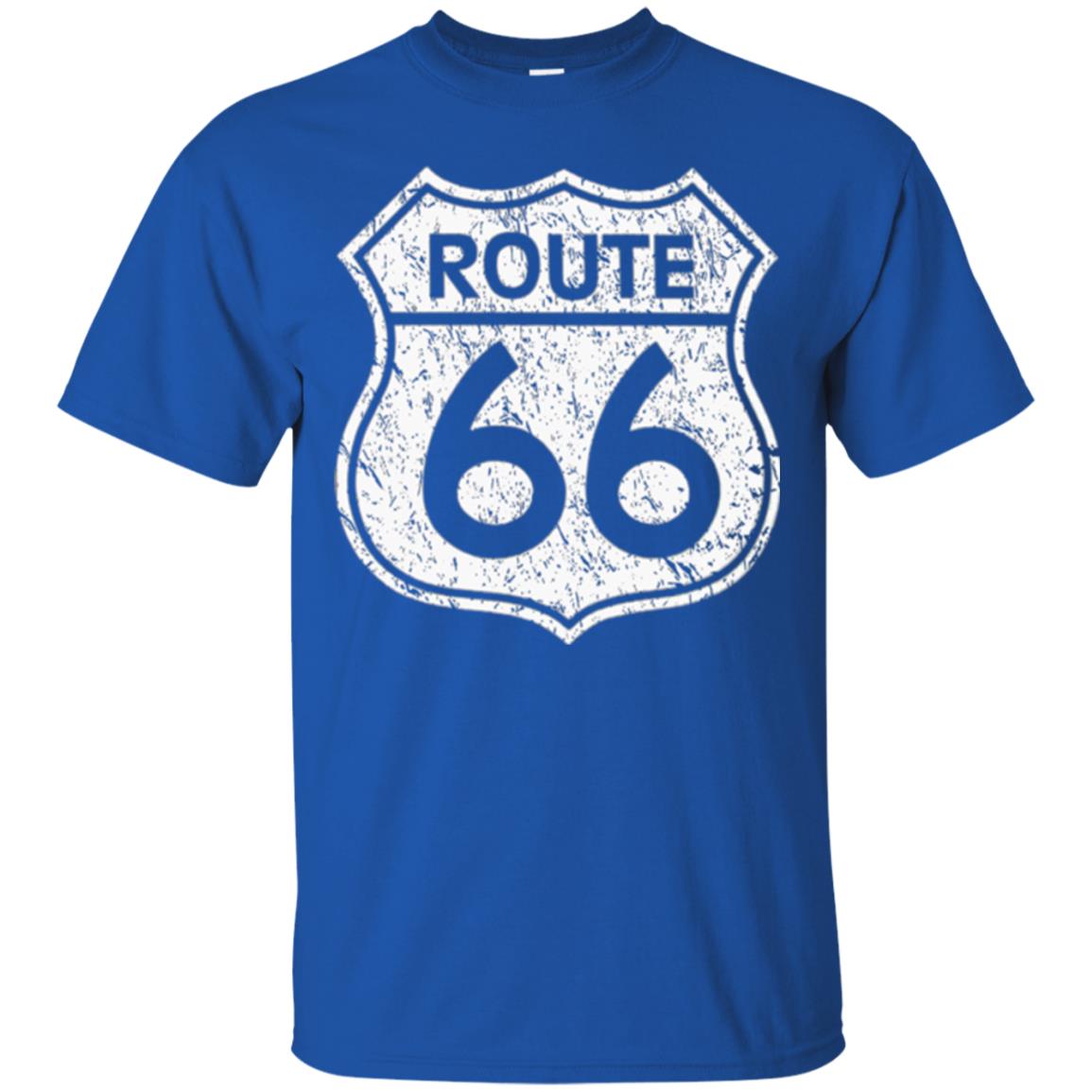 Historical Route 66 Distressed Vintage Look T-shirt Royal