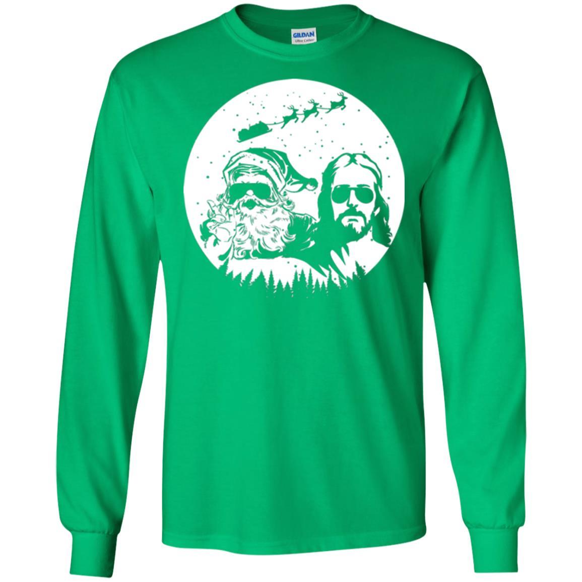Christmas T-shirt Jesus And Santa Claus Irish Green
