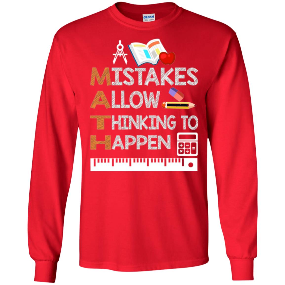 Math Lover T-shirt Mistakes Allow Thinking To Happen Red