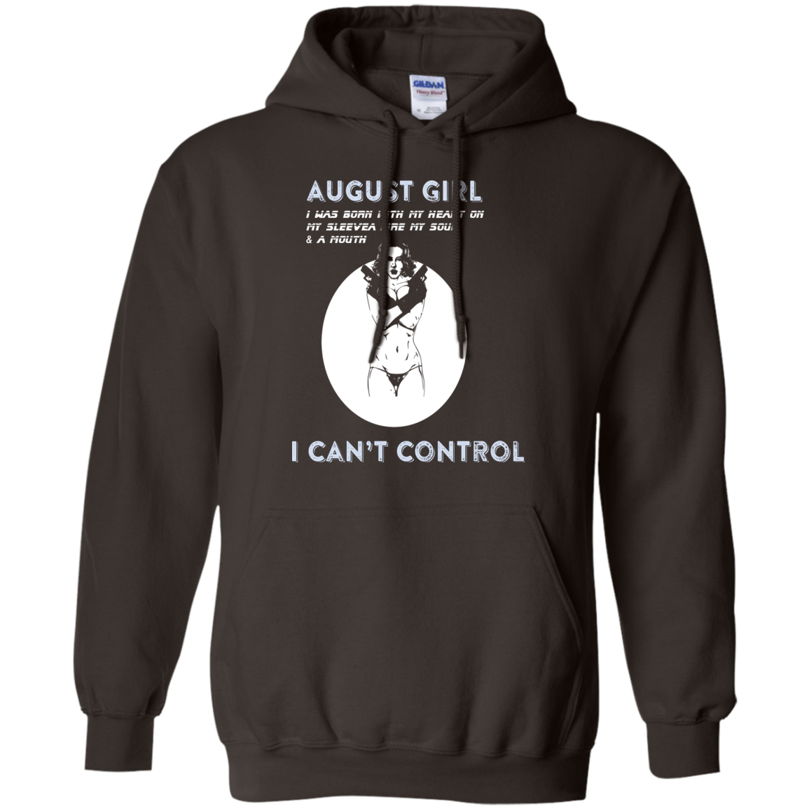 August Girl I Was Born With My Heart T-shirt Dark Chocolate