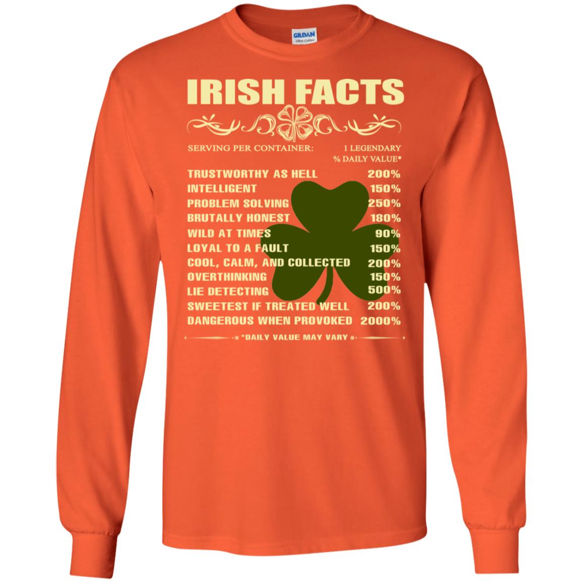 Irish Facts Intelligent Problem Solving Shirt Orange