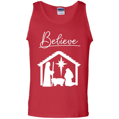 Christian Christmas T-shirt Believe Jesus Celebrate Red