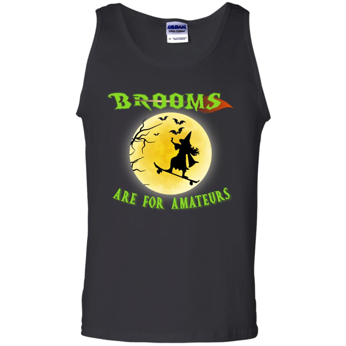 Brooms Are For Amateurs Witches Ride Skateboard Funny Halloween Shirt Black