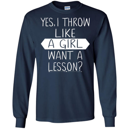 Softball T-shirt Yes I Throw Like A Girl Want A Lesson Navy