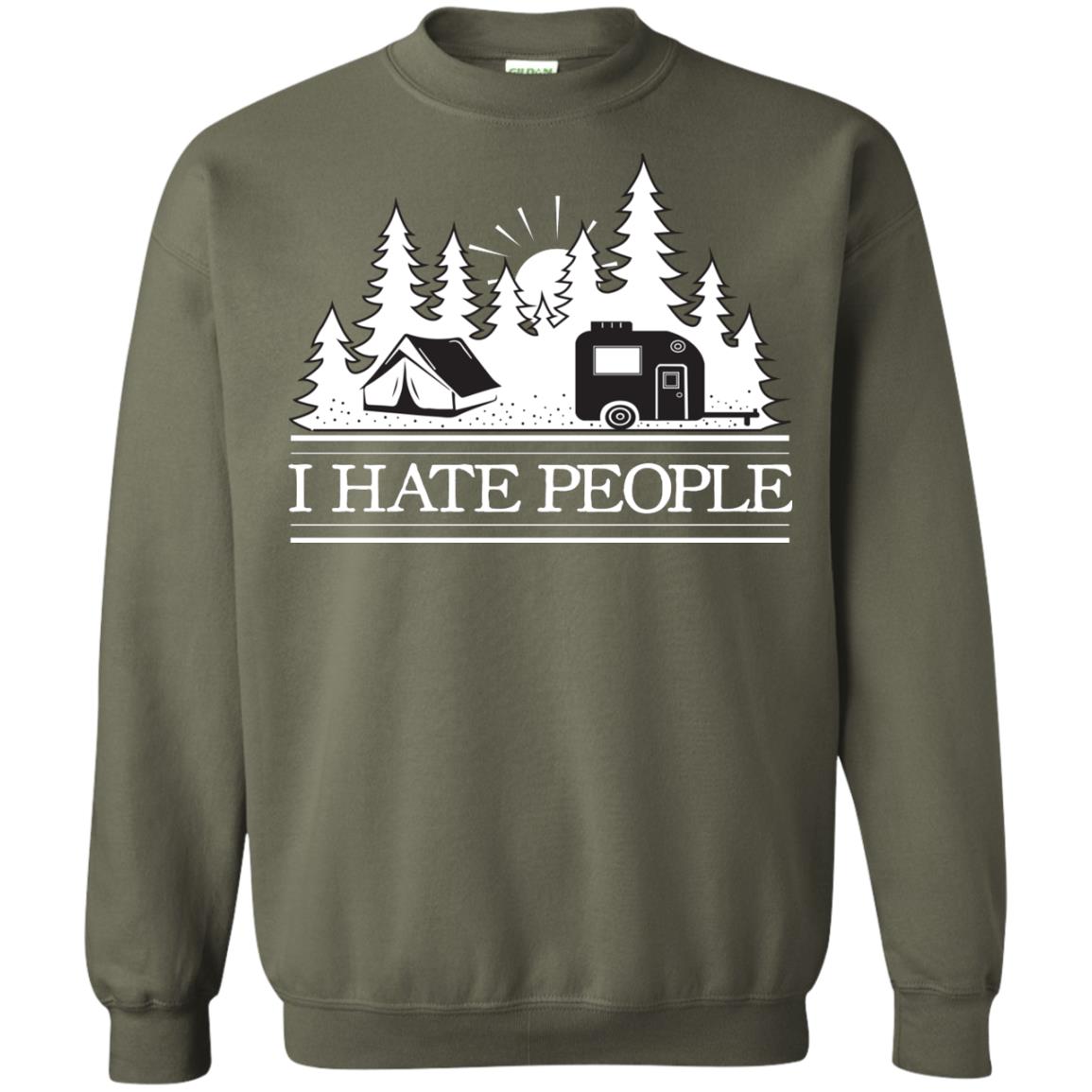 I Hate People Camping Lover Shirt Military Green