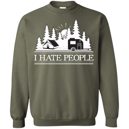 I Hate People Camping Lover Shirt Military Green