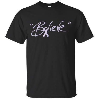 All Cancer Awareness Shirt Lavender Ribbon Believe Black