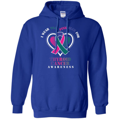 Thyroid Cancer Awareness T-shirt I Wear Teal Pink Blue For Royal