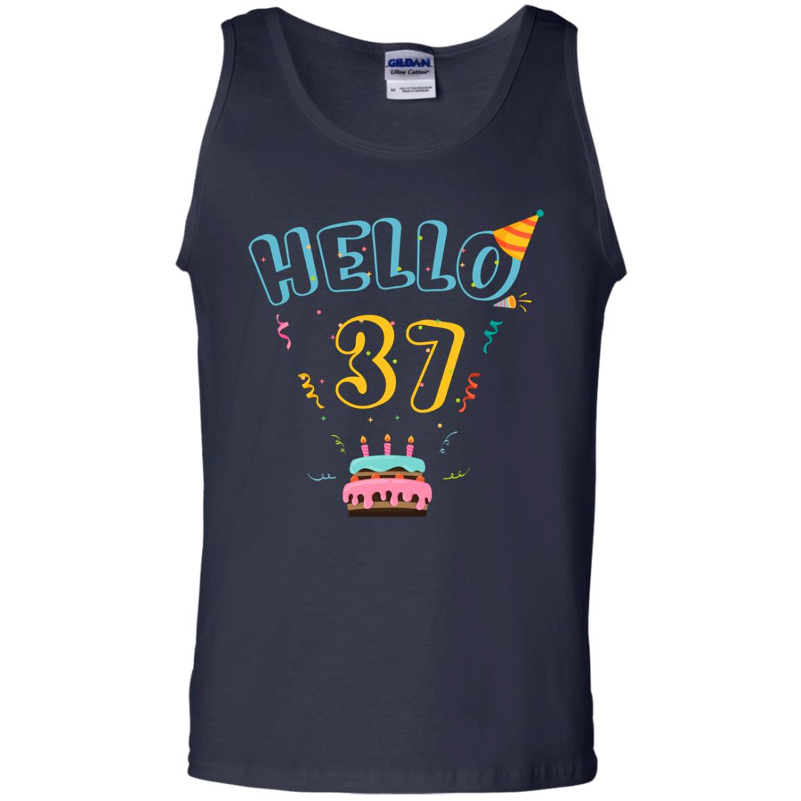Hello 37 Thirty Seven 37th 1981s Birthday Gift Shirt Navy
