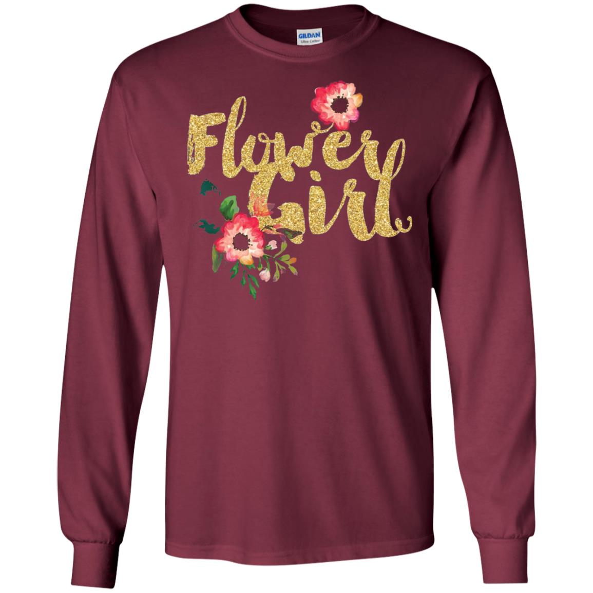 Flower Girl Bridesmaid Wedding Reception T-shirt Maroon