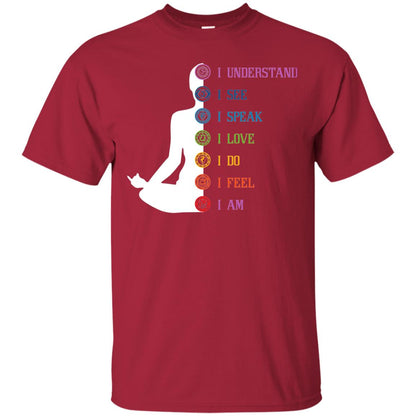 Chakra Meditation Yoga T-shirt I Speak I Love I Do I Feel I Am Cardinal