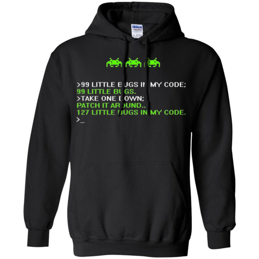 Programmer T-shirt 99 Little Bugs In My Code Black