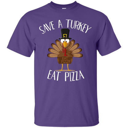 Save A Turkey Eat Pizza Thaksgiving Gift Shirt Purple