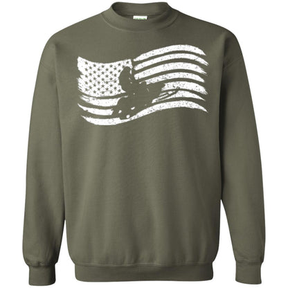 Snowmobile Rider T-shirt American Flag Military Green
